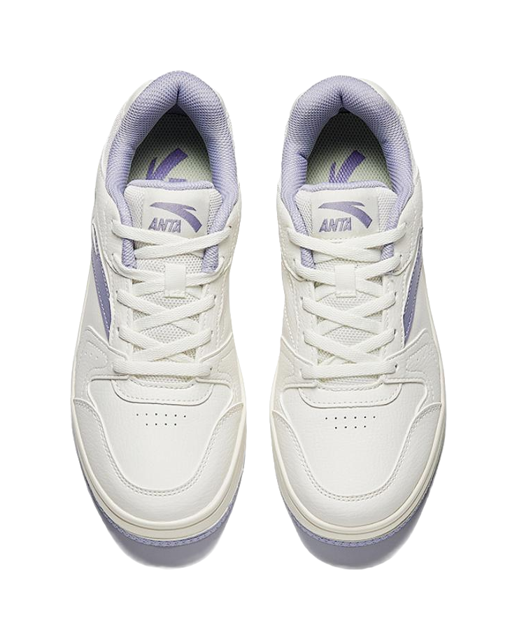 Anta Original Year Slip Resistant Height Increasing Low top Skateboard Shoes Women's White Purple 