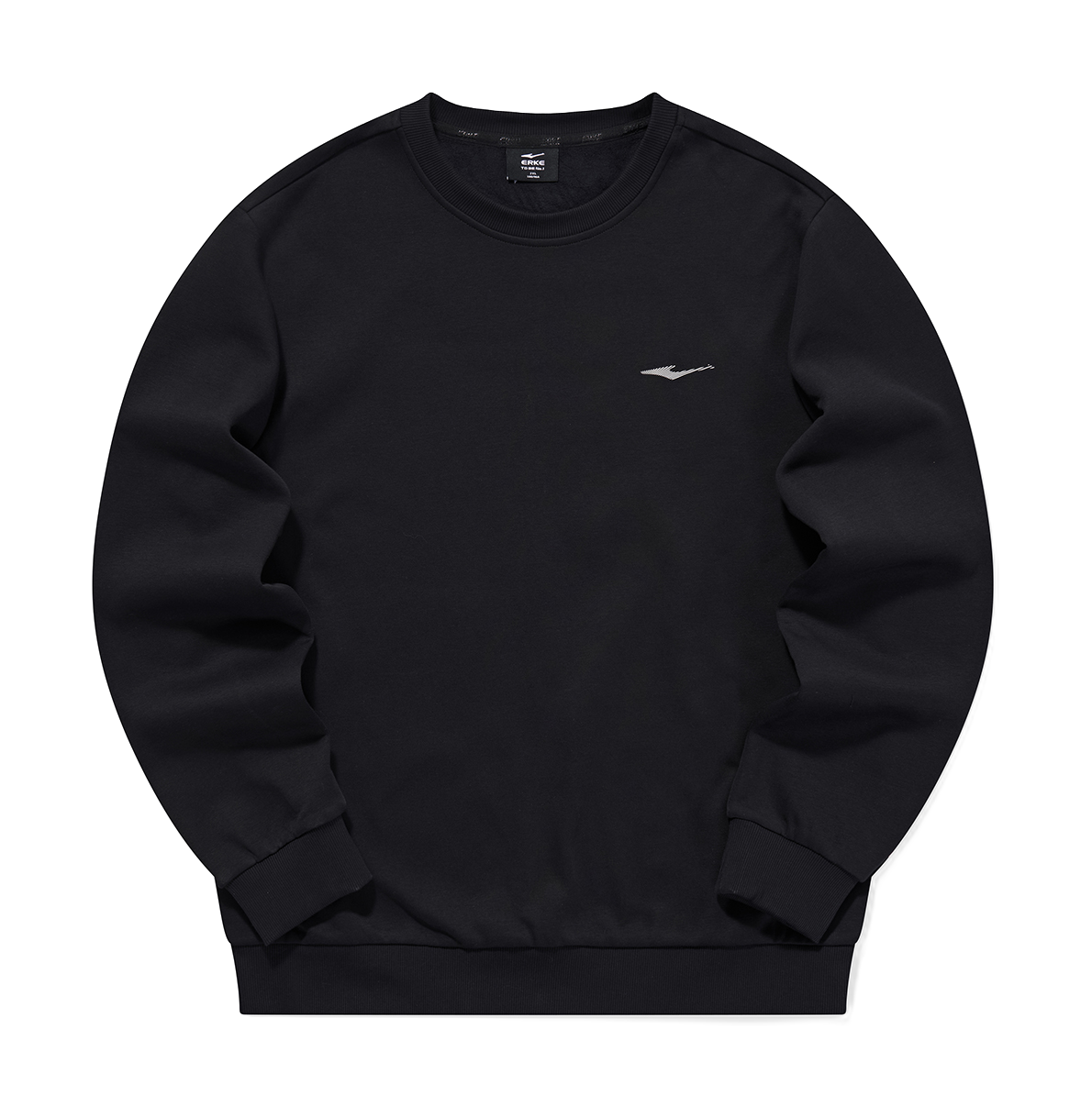 Hongxing Erke Essentials Comfortable and Warm Velvet Thickened with Velvet Autumn and Winter Solid Color Basic Versatile Loose Sports and Leisure Commuter Round Neck Hoodie Men's Style Black  vjsneaker.com