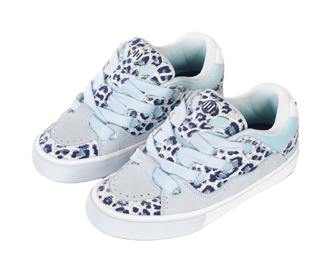 Ollieskate Cushioning, Wear Resistant Low top Skateboard Shoes Unisex White Blue 