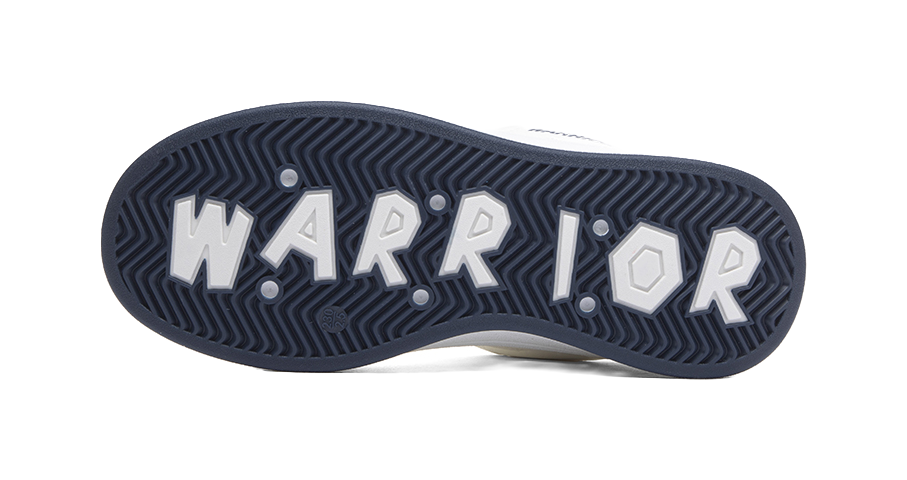 Warrior Slip Resistant Abrasion Resistant Low top Skateboard Shoes Unisex White Dark Blue 