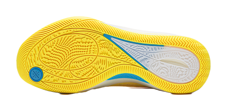 Li Ning low-top basketball shoe outsole, yellow tread with blue accent.
