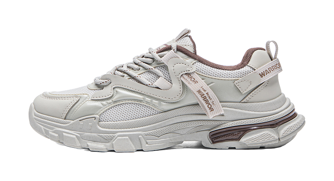 Warrior Cushioned Wear-Resistant Lightweight Slip-Resistant Low-Top Chunky Sneakers Women's Beige Pink 