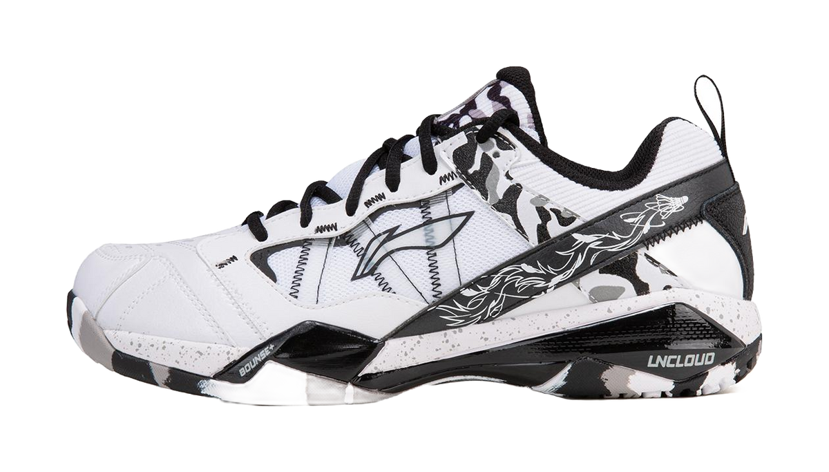 LiNing Shock Absorbers Slip Resistant Abrasion Resistant Low top Badminton Shoes Mens White Black  VJSNEAKER