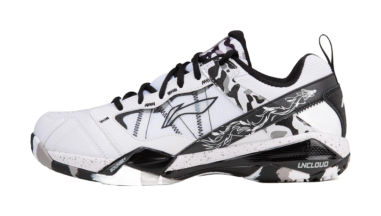 LiNing Shock Absorbers Slip Resistant Abrasion Resistant Low top Badminton Shoes Mens White Black  VJSNEAKER