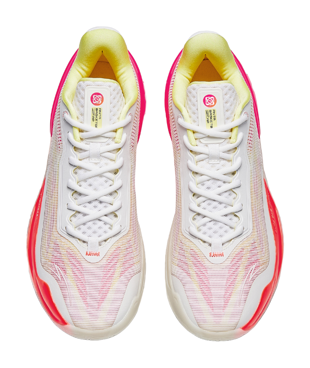 Anta Zap 3 Cushioning, Wear Resistant Low Top Front Fork Carbon Plate Basketball Shoes Mens White Pink Orange  VJSNEAKER