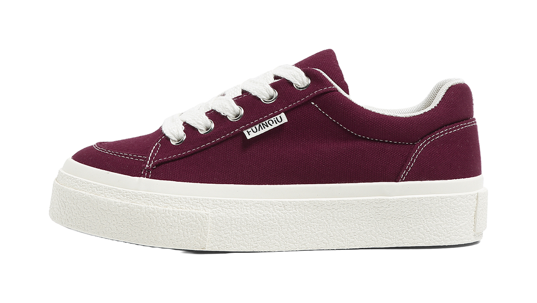 HUANQIU Women's Low-Top Canvas Shoes - Slip-Resistant Durable & Breathable Burgundy 