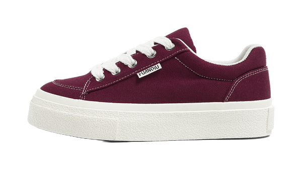 HUANQIU Women's Low-Top Canvas Shoes - Slip-Resistant Durable & Breathable Burgundy 