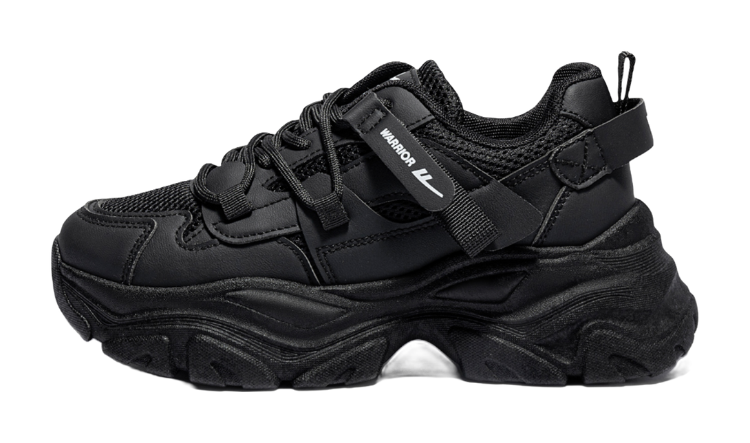 Warrior Cushioning Abrasion Resistant Breathable Low top Chunky Sneakers Women's Black 