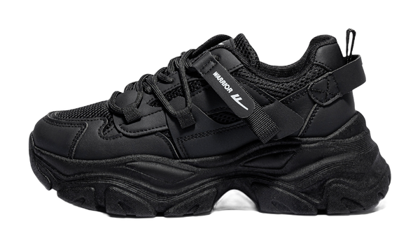 Warrior Cushioning Abrasion Resistant Breathable Low top Chunky Sneakers Women's Black 