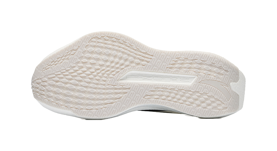 Men's running shoe outsole, light traction tread with molded pattern and cushioning edge