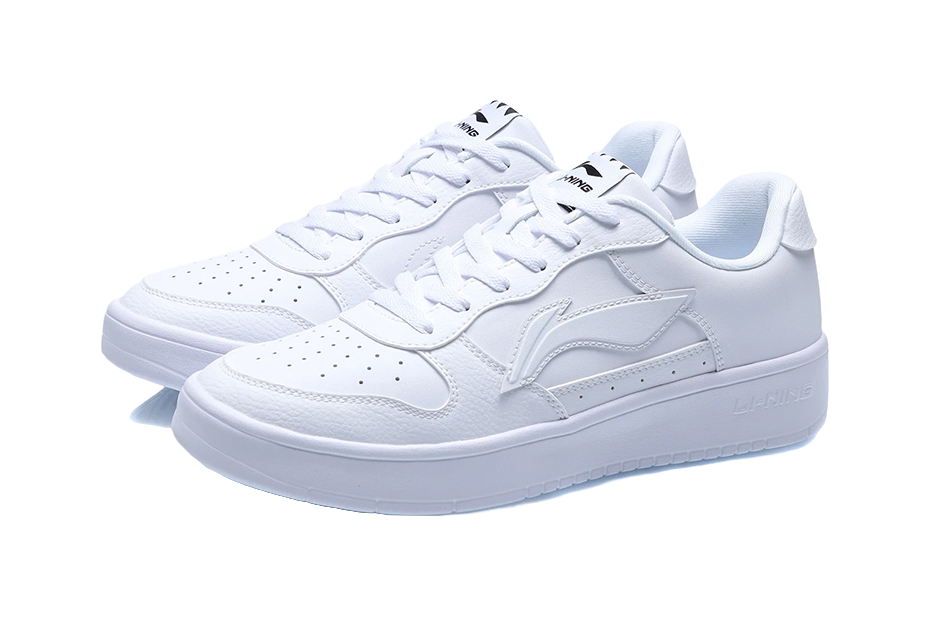 LiNing Pontoon Boats Anti-Slip Wear-Resistant Breathable Height Increasing Low-Top Skateboard Shoes Men's White 