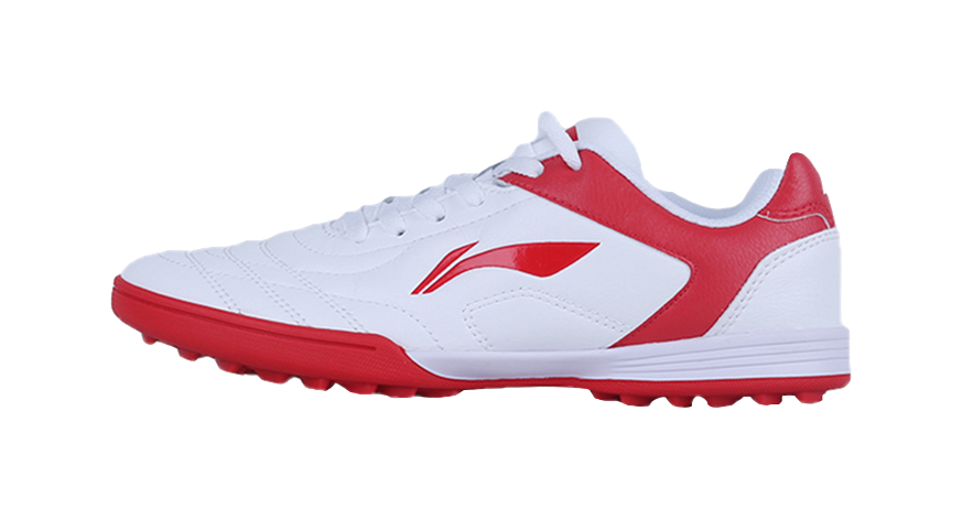 LiNing TF Slip Resistant Cushioning Abrasion Resistant Low Top Soccer Shoes White Red Kids  VJSNEAKER