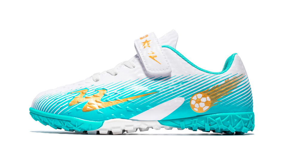 Double Star TF Broken Nail Sports Leisure Non slip Anti kick Lightweight Shock Absorbent Low cut Football Shoes White Moon Orange Children's Edition  VJSNEAKER