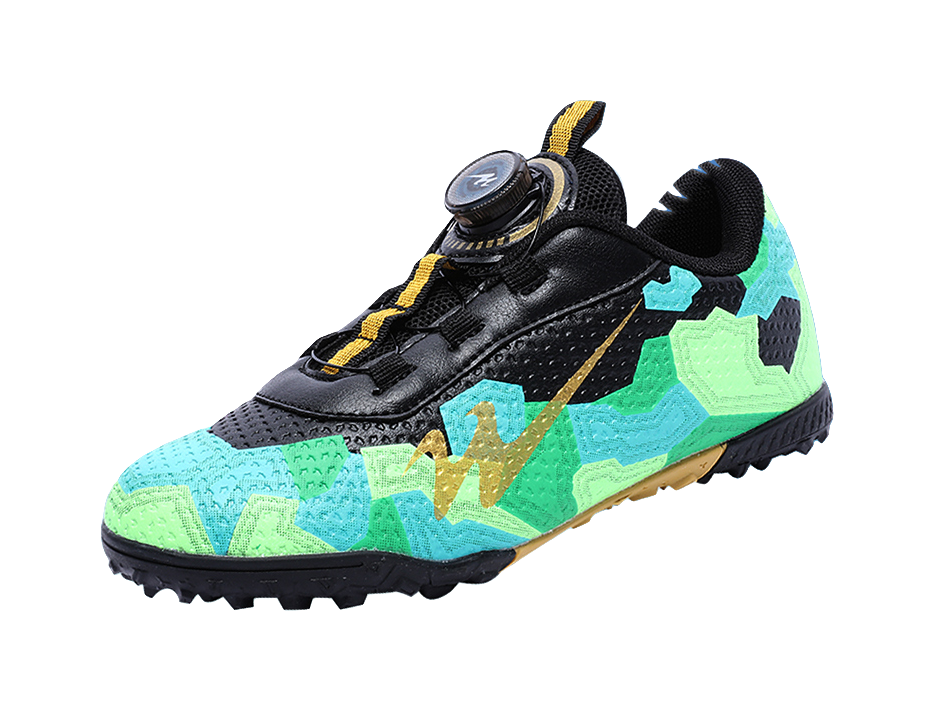 Binary Slip Resistant Anti Kick Cushioning Abrasion Resistant Breathable Low top Kids Soccer Shoes Black Green Kids  vjsneaker.com