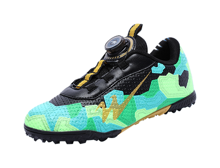 Binary Slip Resistant Anti Kick Cushioning Abrasion Resistant Breathable Low top Kids Soccer Shoes Black Green Kids  vjsneaker.com