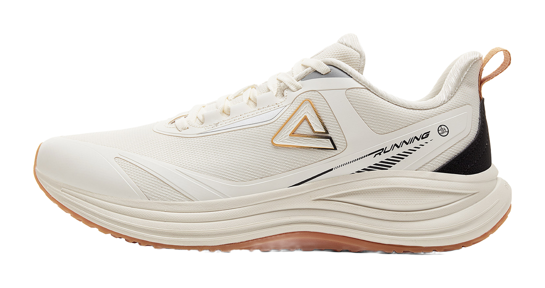 PEAK Cushioning, Slip Resistant, Abrasion Resistant, Rebound Low top Running Shoes Men's Canvas White Black 