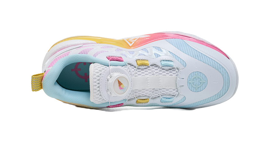 Rigorer Reeves second-generation AR2 ice cream is comfortable, versatile, trendy, anti slip, shock-absorbing, wear-resistant, low top basketball shoe powder, white and yellow children's style  VJSNEAKER