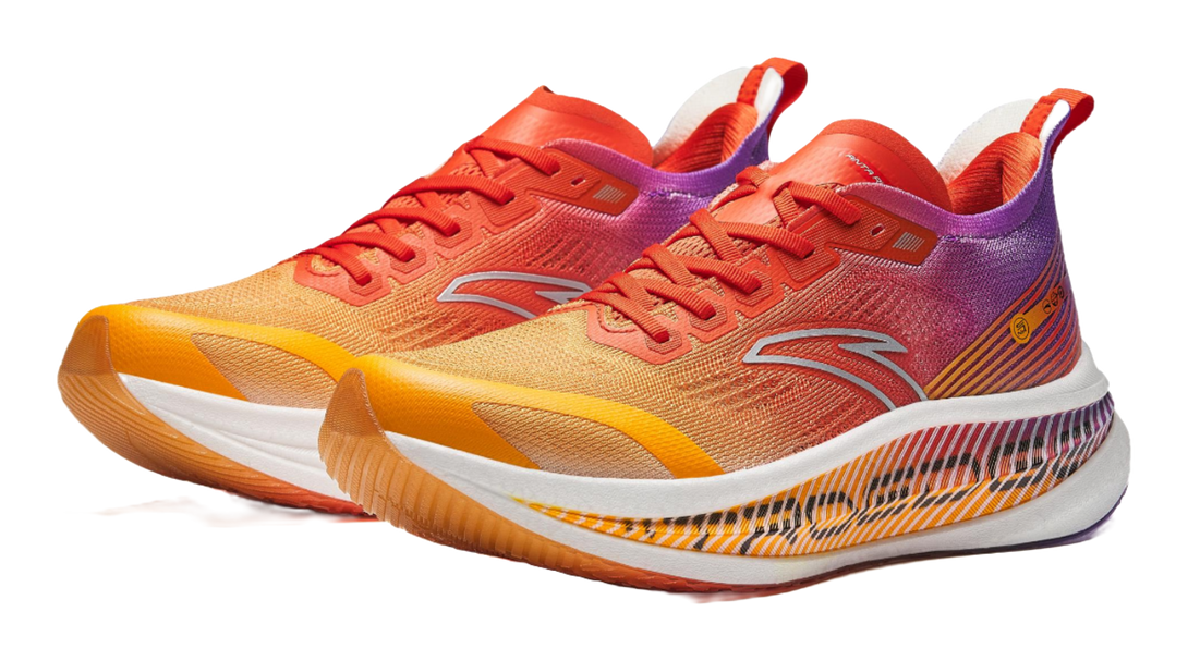 ANTA Running Shoes Men's Low top Electric Glow Golden Orange/Flame Orange Red/Half Summer Purple 