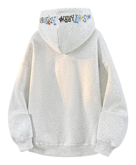 Warrior Warrior American Basic Retro Fun Embroidered Letter Logo Loose Casual Trend Versatile Windproof College Style Sports Couple Hooded Long Sleeve Thick Velvet Hoodie for Men and Women  vjsneaker.com