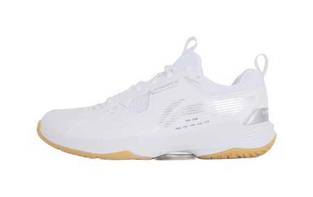 Li-Ning badminton shoe, white upper with gum outsole, low-cut athletic sneaker