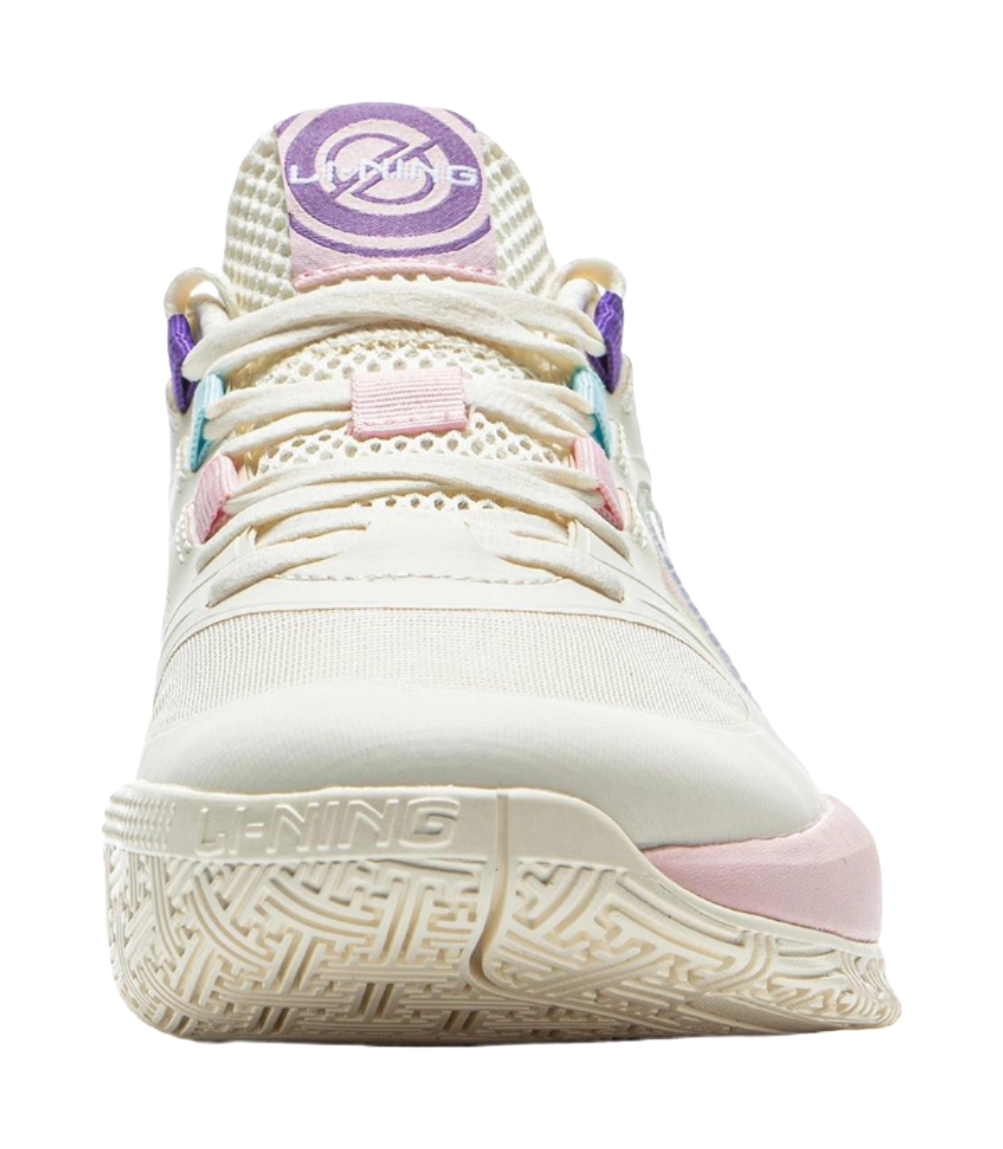 LINING YOUNG Solar Energy Pre Anti Slip Wear Resistant Low Top Childrens Basketball Shoes Ecru  VJSNEAKER