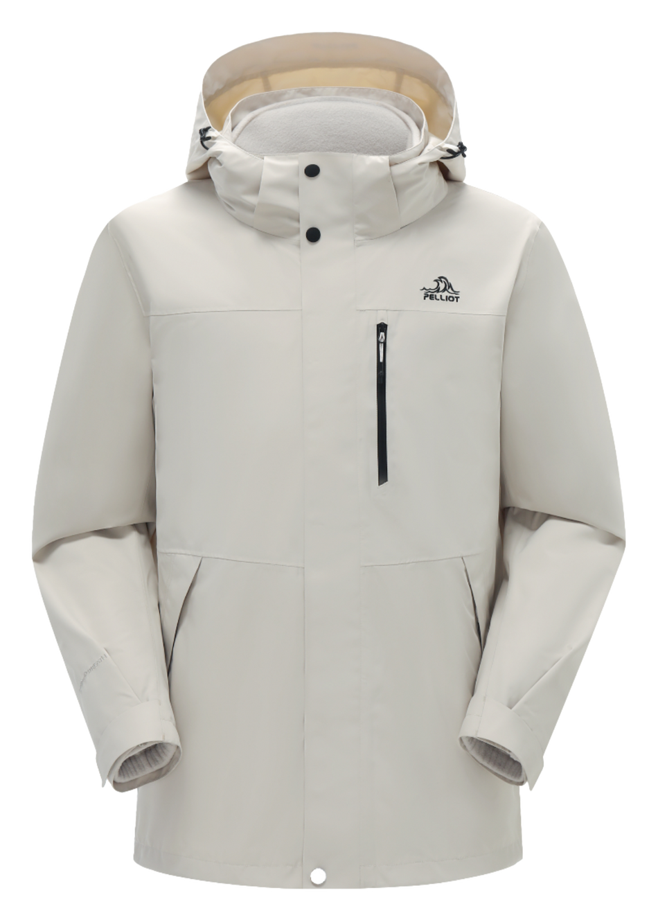 Men's PELLIOT windbreaker jacket, ecru with hood and front zip