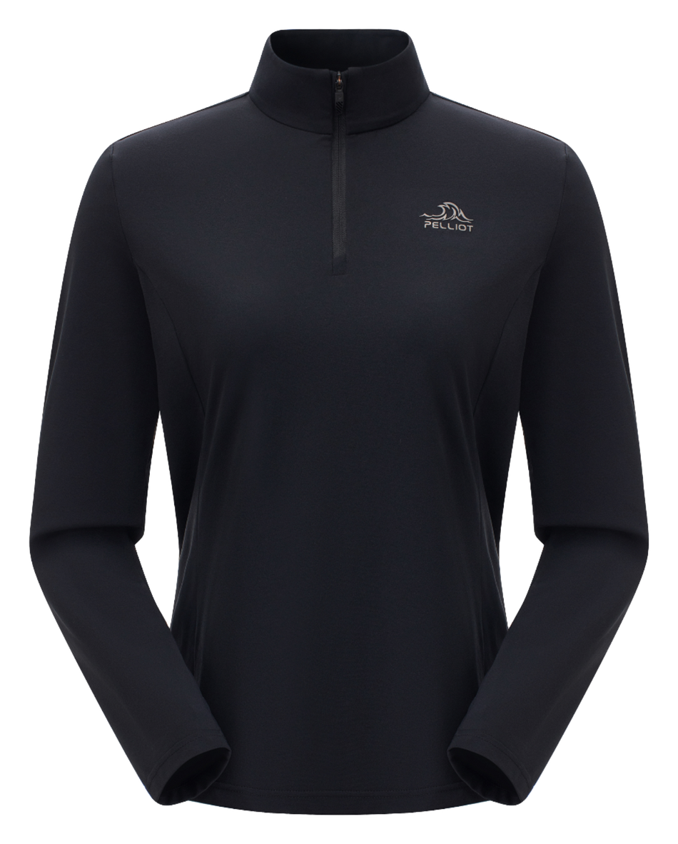 Boxi and PELLIOT outdoor sports antibacterial fabric, quick drying, comfortable, soft, wrinkle resistant stand collar, slim fit, hiking, hiking, running, breathable, fashionable, versatile, long sleeved hoodie, base coat, T-shirt for women  vjsneaker.com