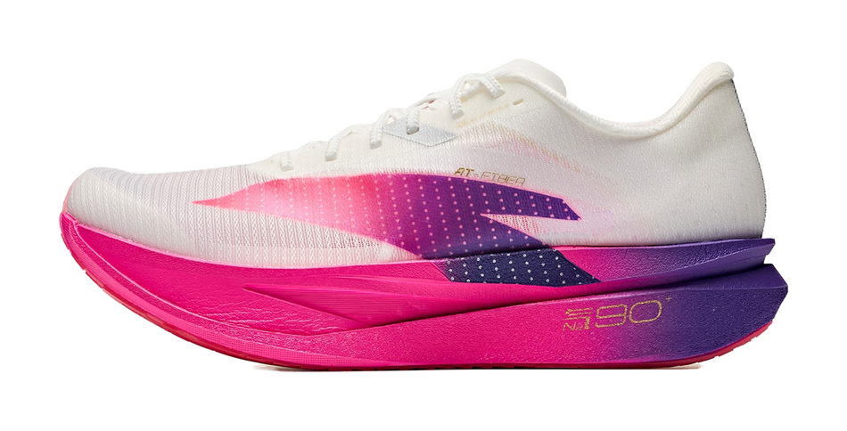 ANTA Running Shoes Mens Low Top Papyrus White/Fluorescent Berry Red/Grass Purple