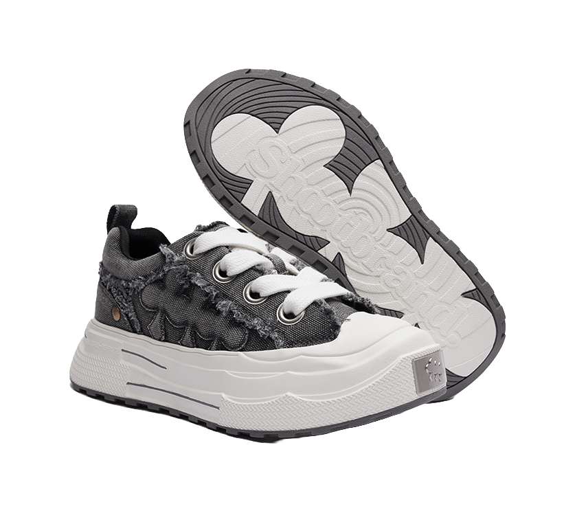 SHOOT BRAND Anti Slip And Wear Resistant Height Increasing Low top Canvas Shoes Unisex Denim Gray 