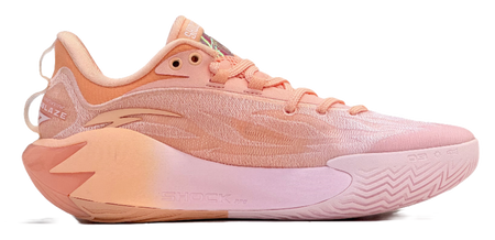 Pink and orange basketball shoe with SHOCK PRO midsole and zigzag traction