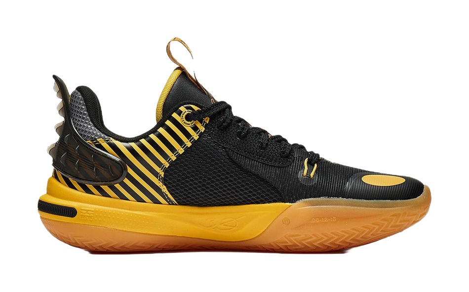 Li Ning YOUNG Synthetic Leather Low top Childrens Basketball Shoes Black Yellow Kids  VJSNEAKER