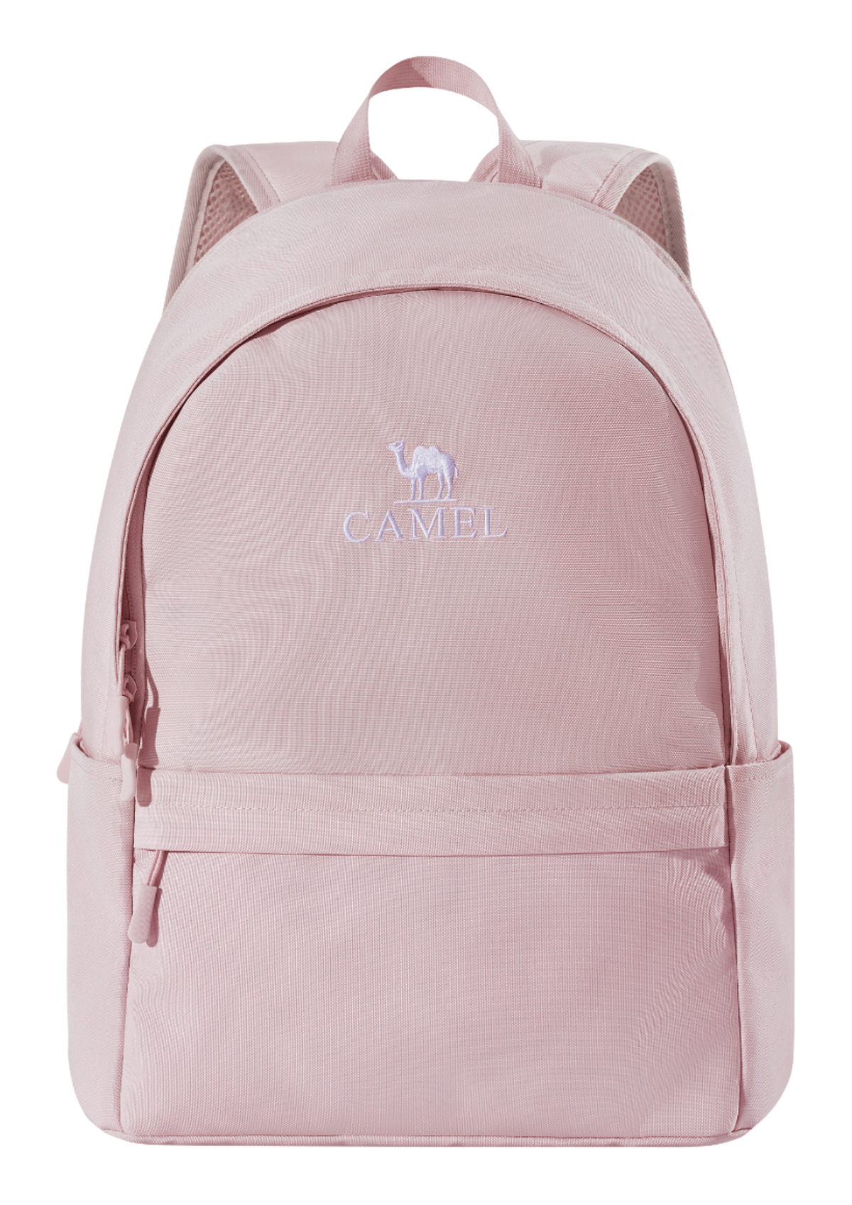 Light pink 18L outdoor backpack with front zip pocket and top handle, CAMEL logo.