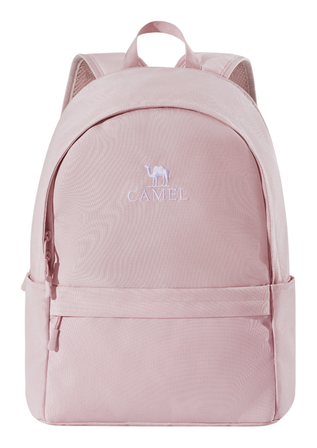 Light pink 18L outdoor backpack with front zip pocket and top handle, CAMEL logo.