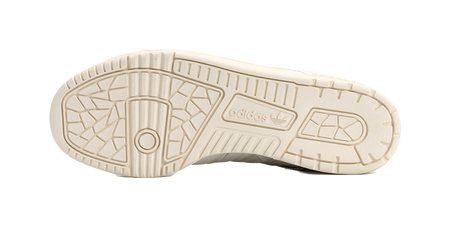 Ecru Adidas Campus sneaker outsole with rubber tread and adidas branding