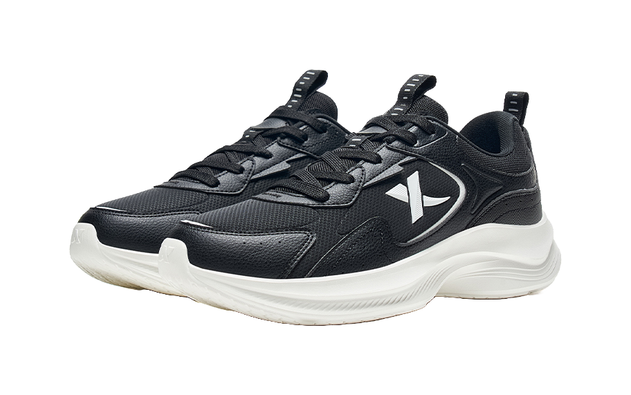 XTEP Feather Anti Slip Wear Resistant Low Top Sprint Running Shoes Men's Black White 
