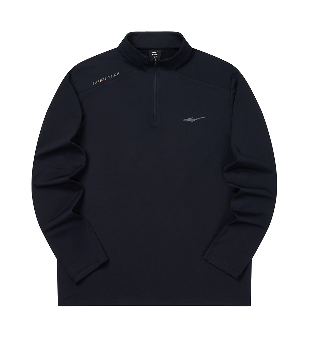 Hongxing Erke Solid Color Retro Comfortable Velvet with Velvet Warmth Urban Business Commuting Leisure Hoodie Long Sleeve Half Open Inner Set Stand up Collar Knitted Shirt Men's Style Obsidian Blue  vjsneaker.com