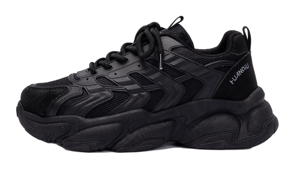 HUANQIU Slip Resistant Coverage Lightweight Height Increasing Low top Chunky Sneakers Men's Black 
