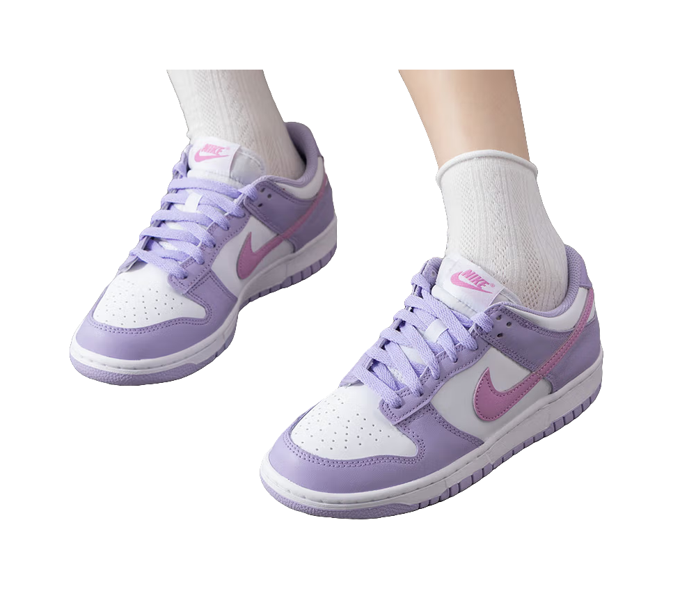 Nike Dunk Synthetic Leather Slip Resistant Abrasion Resistant Low top Kids Skateboarding Shoes Purple White Unisex  VJSNEAKER