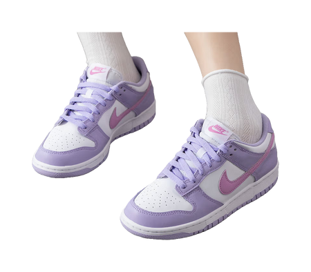 Nike Dunk Synthetic Leather Slip Resistant Abrasion Resistant Low top Kids Skateboarding Shoes Purple White Unisex  VJSNEAKER