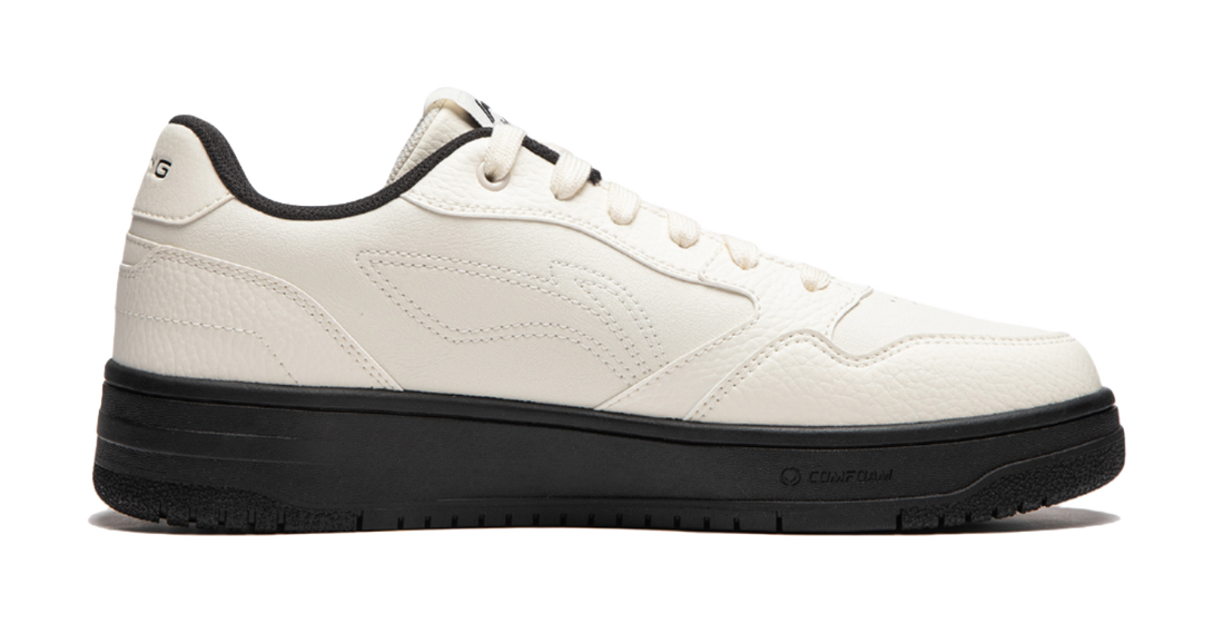 LiNing Tianji Soft Anti Slip And Wear Resistant Height Increasing Low top Skateboard Shoes Women's Ecru 