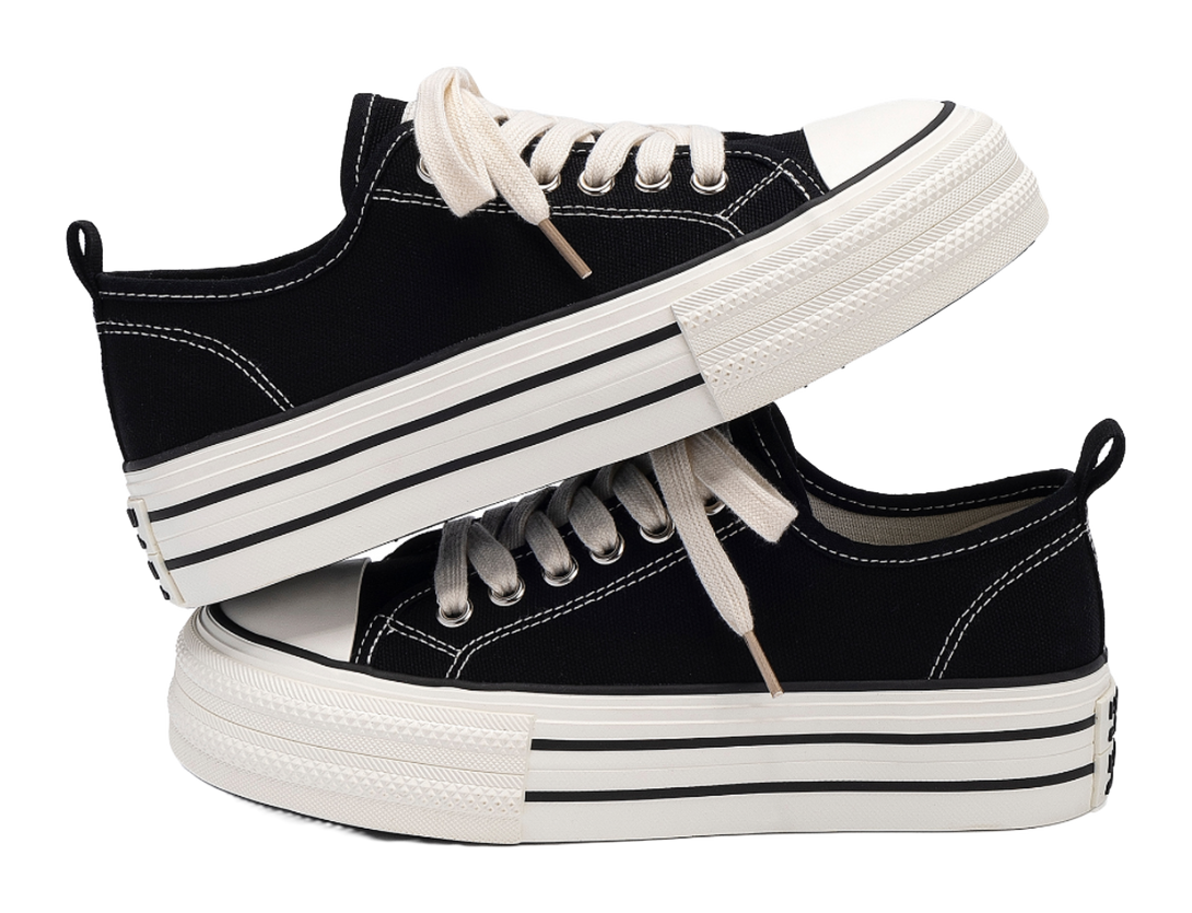 HUANQIU Breathable Lightweight Height Increasing Low Top Canvas Shoes Women's 