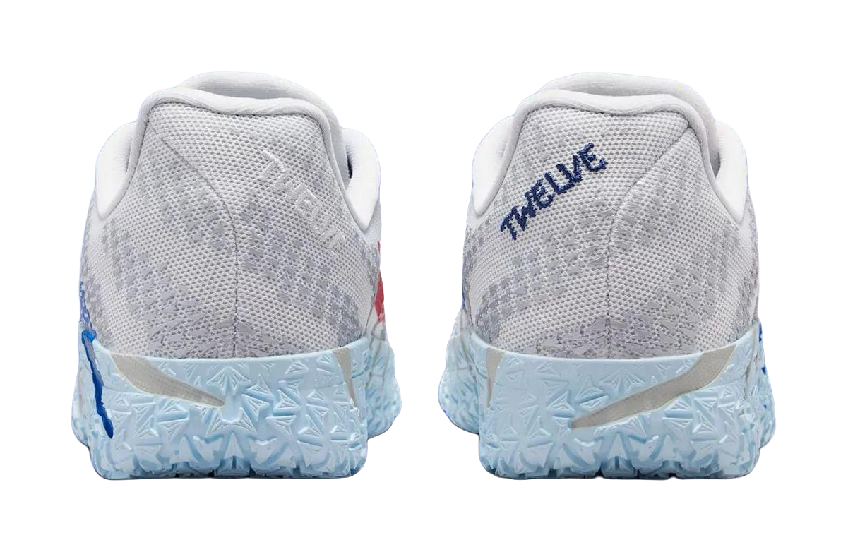 Nike Ja Morant 3 Low top Childrens Basketball Shoes White Blue Red Kids  vjsneaker.com