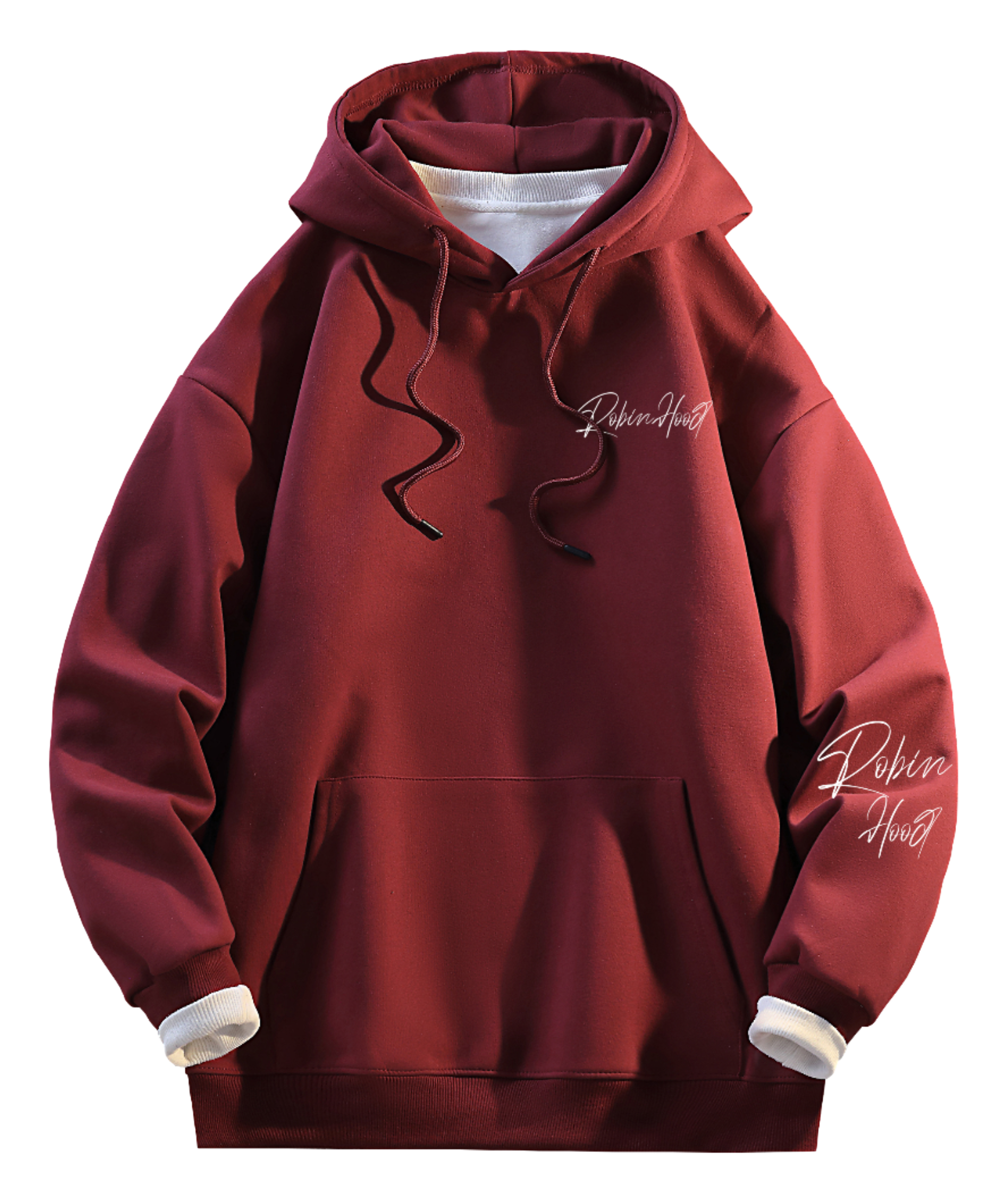 Robin Hood American Hoodie with Velvet Thick Letter Signature Personalized Style Design Feel Loose and Casual Versatile Student Party Lazy Style Hoodie for Women  vjsneaker.com