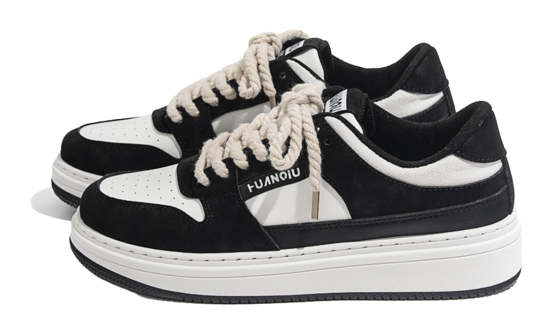 HUANQIU Thickened And Fleece Lined Thin Cotton, Air Force 1 Low top Skateboard Shoes Men's White Black 