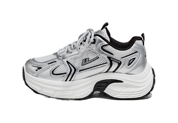 Warrior Low top Chunky Sneakers Women's Silver Gray Black 