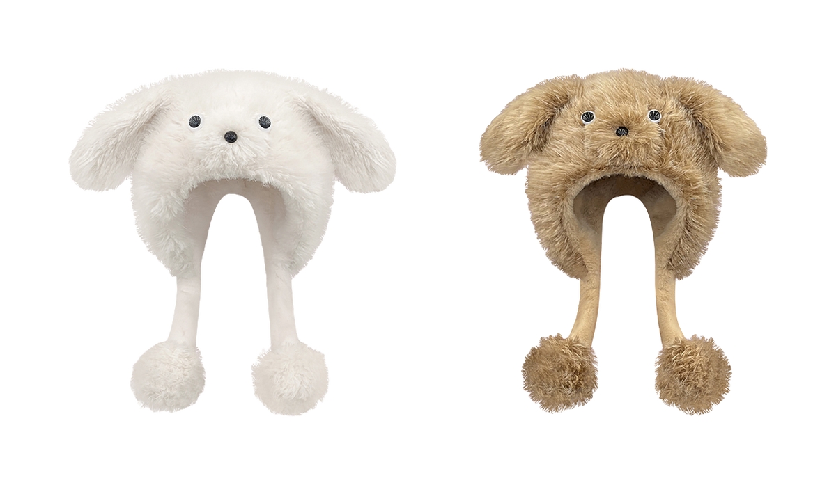 CMFY will move furry little dog ear hat, thick and cute windproof face enhancing little Lei Feng hat, polyester fiber wool hat, unisex couple's style  vjsneaker.com