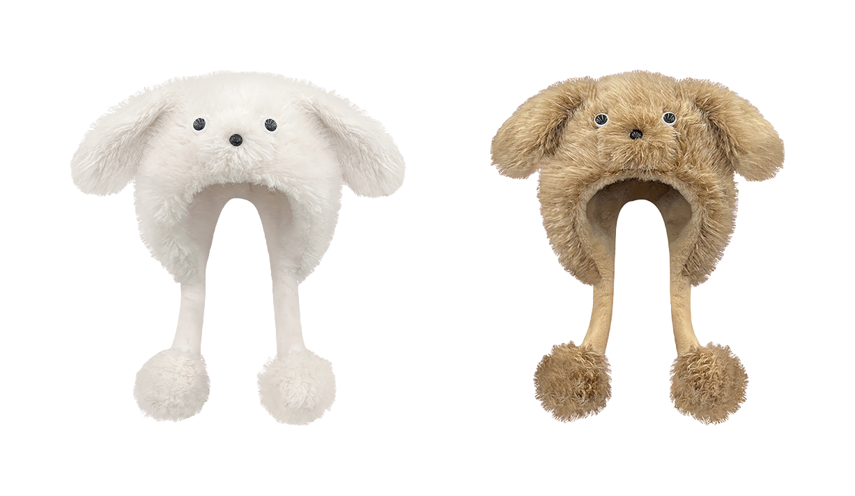 CMFY will move furry little dog ear hat, thick and cute windproof face enhancing little Lei Feng hat, polyester fiber wool hat, unisex couple's style  vjsneaker.com