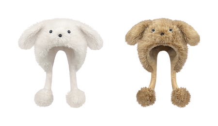 CMFY will move furry little dog ear hat, thick and cute windproof face enhancing little Lei Feng hat, polyester fiber wool hat, unisex couple's style  vjsneaker.com