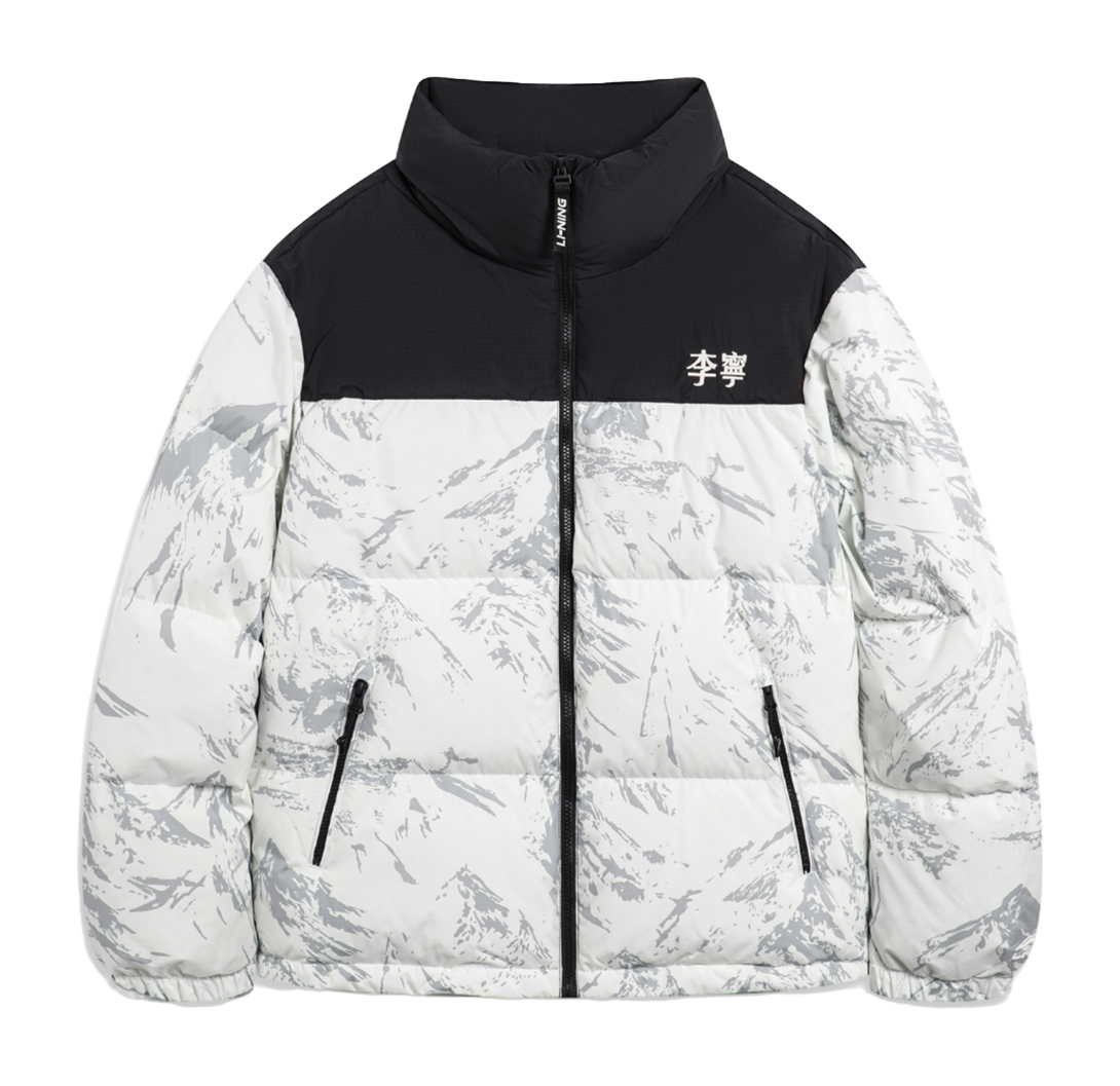 LiNing Fondue Down Series Down Jacket Unisex White Gray Snow Mountain  VJ SNEAKER