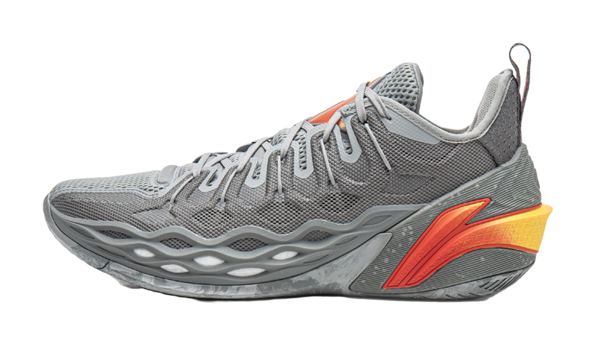 LiNing Buckets Shock Absorbers Slip Resistant Breathable Low top Basketball Shoes Mens Gray  VJSNEAKER